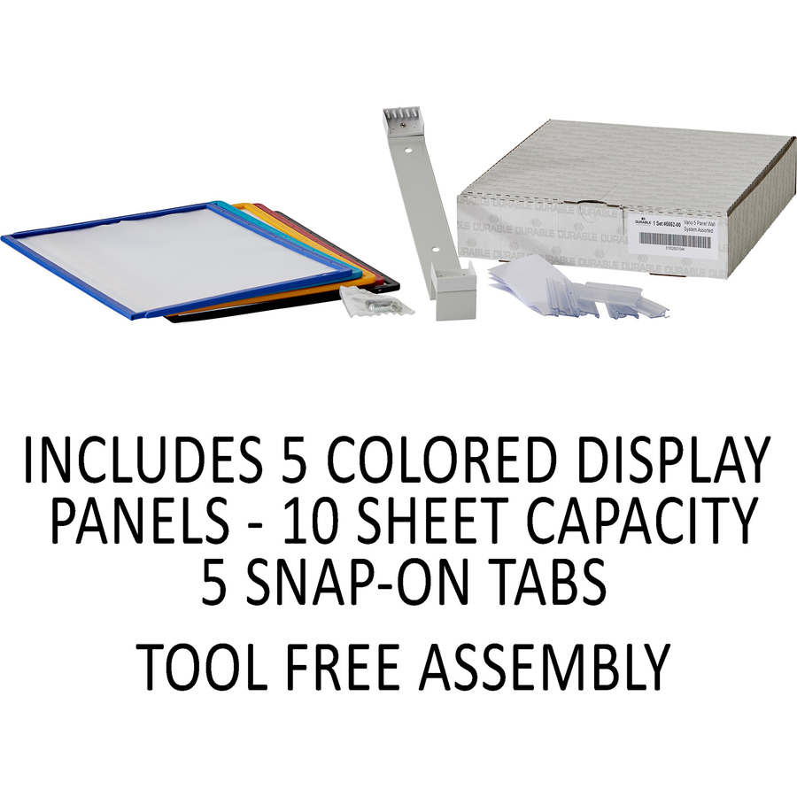 Durable VARIO Wall Reference System, 5 Panels, Letter, Asst. Borders ...