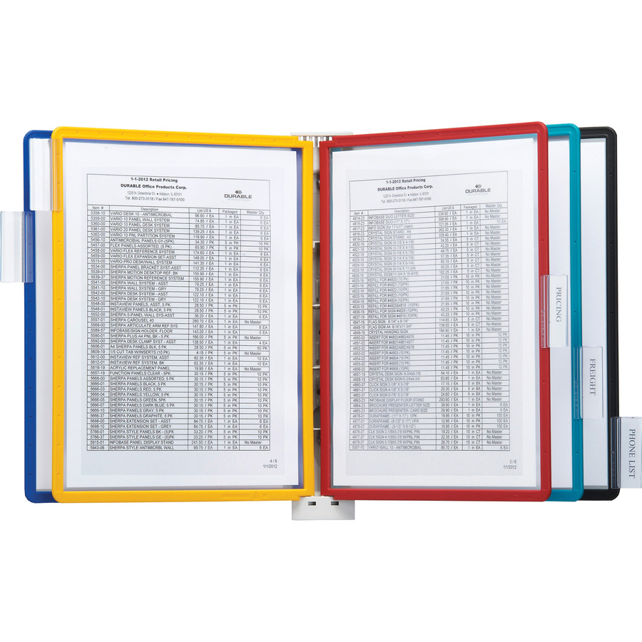 Durable VARIO Wall Reference System, 5 Panels, Letter, Asst. Borders ...