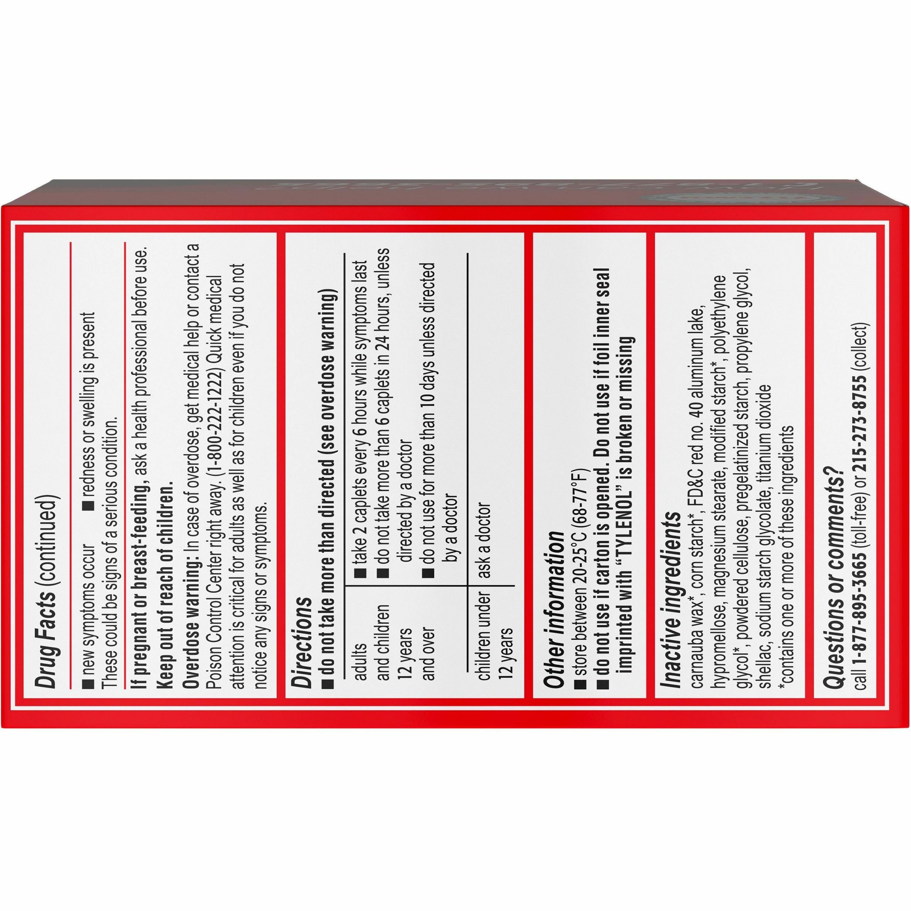 Tylenol Extra Strength Caplets With 500 Mg Acetaminophen, Box Of 100 ...